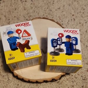 HaPe Woody Click Police Design Toys Set 2 NEW